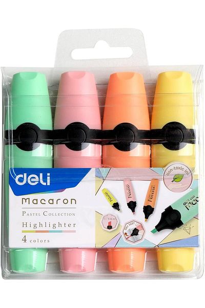 Deli Highlighter Macaron Chisel Tip: 1-5 mm Assorted 4 pcs