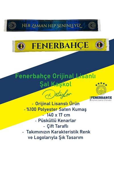 Fenerbahçe Original Licensed Always with You Satin Shawl Scarf