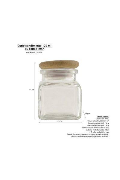 gogiva Glass jar, With wooden lid, 120 ml