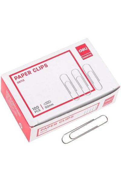 Deli Paper Clips, 50 mm Size, Silver
