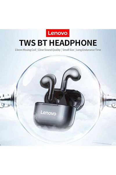 LENOVO سماعات أذن LP40 TWS لاسلكية حقيقية بتقنية البلوتوث، لون أبيض