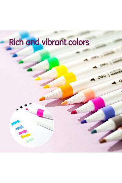 Deli EC189-12 1mm Thin Bullet Tip Acrylic Marker 12-Piece Set