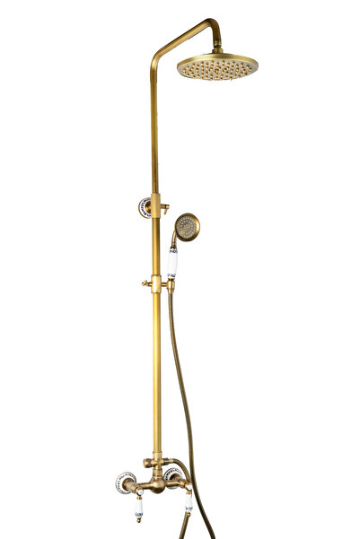 Trendy's Coloana de dus TRENDY’S, cu doua functii, montare pe perete, bronz antichizat cu broderie ceramica