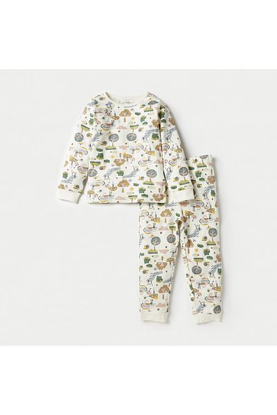 Juniors All-Over Print Long Sleeves T-shirt with Pyjamas - Set of 3