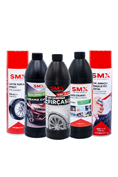 SMX Leke Çıkarıcı+ Seramik Katkılı Hızlı Cila + %60 Cilalı Oto Şampuanı+Çok A...