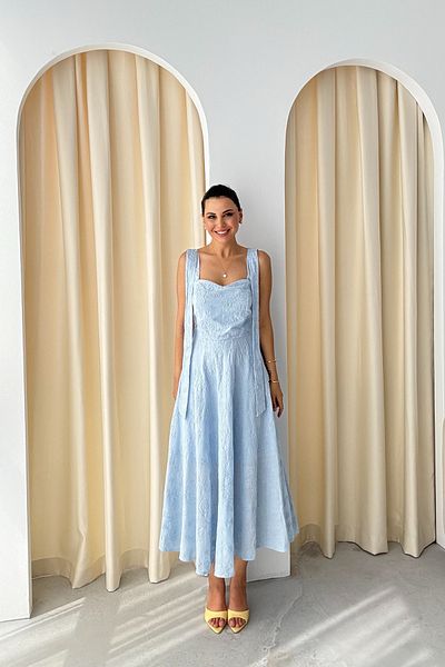 Seda Yalçın Atelier Blue Heart Collar Midi Dress