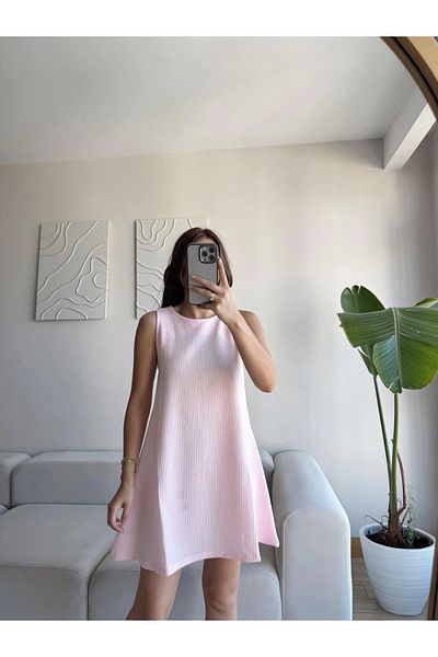 Zoom Butik Striped Casual Dress - Pink