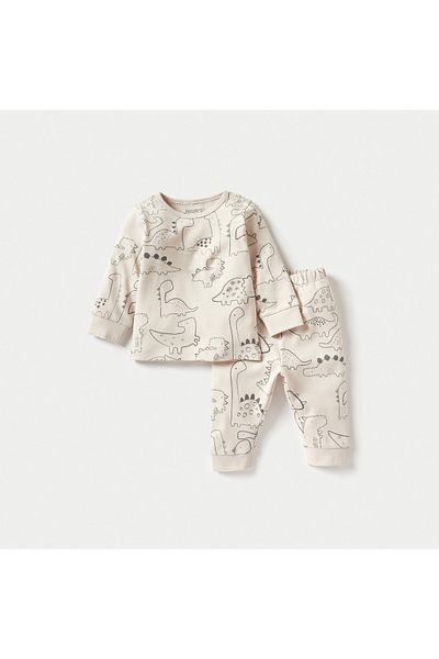 Juniors All-Over Dinosaur Print T-shirt and Pyjama Set - Set of 3