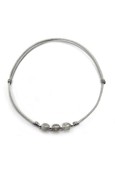 Lexy's Boutique Adjustable Bracelet in Silver, Labradorite Semi-Precious Stones, Multicolor