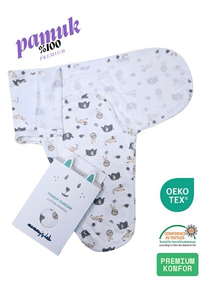 Mommyslab New Season 0-4 Months Patterned Colorful Velcro Ready Baby Cotton Swaddle 100% Cotton (Oeko Tex Cif Certified)