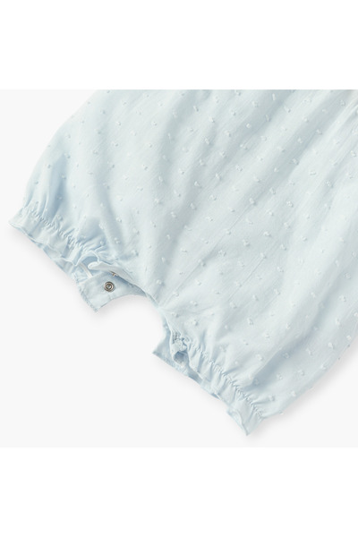 giggles Printed Romper with Short Sleeves and Button Closure