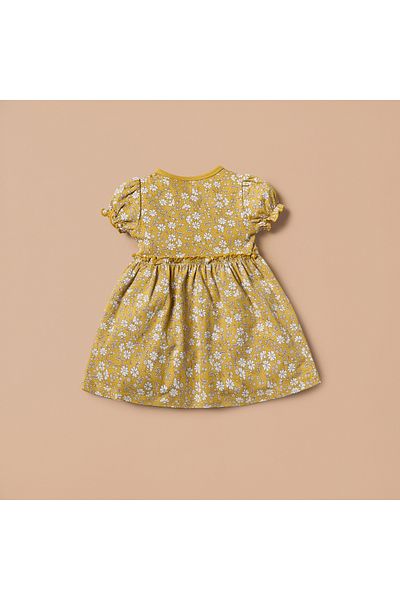 Juniors All-Over Floral Print A-Line Dress with Bow Detail