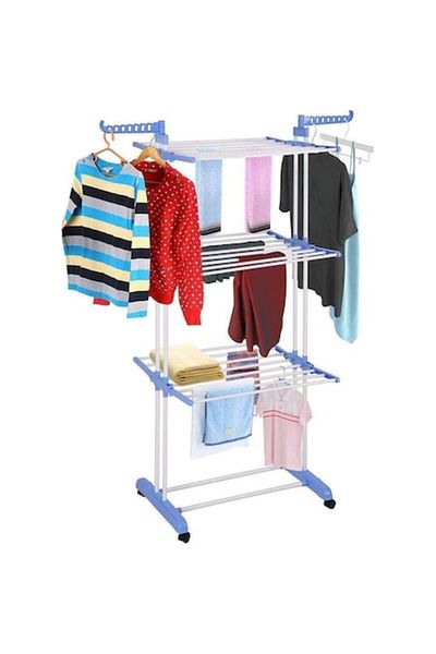 Glow Goods Vertical Laundry Dryer with Three Levels, Wheels, Foldable Arms, Outdoor Indoor, 170x50x75cm