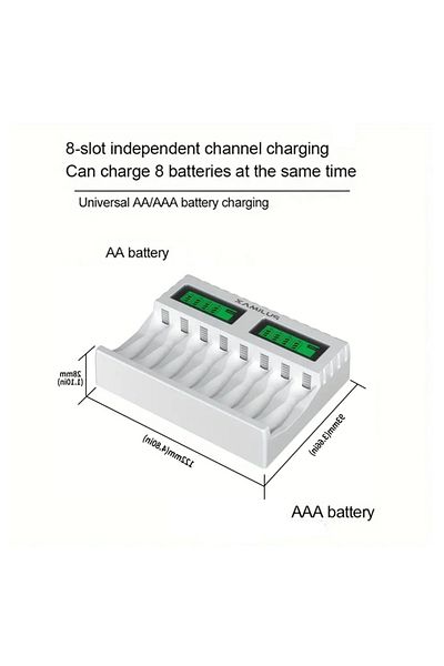 PUJIMAX Rechargeable Battery Charger (8 Ports) White