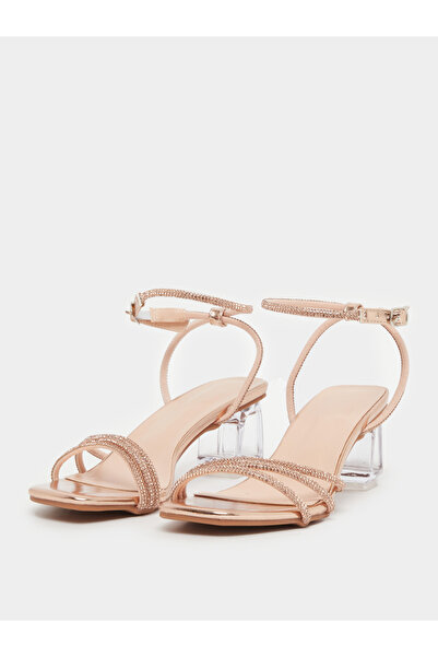 Take Two By Styli Embellished Transparent Block Heel Sandals