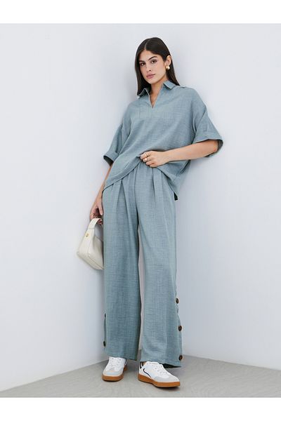Styli Oversized Short Sleeve Top and Wide Leg Pants Modest Set