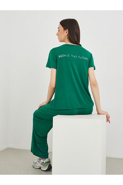 Styli Slogan Print Short Sleeve T-Shirt and Joggers Co-Ords
