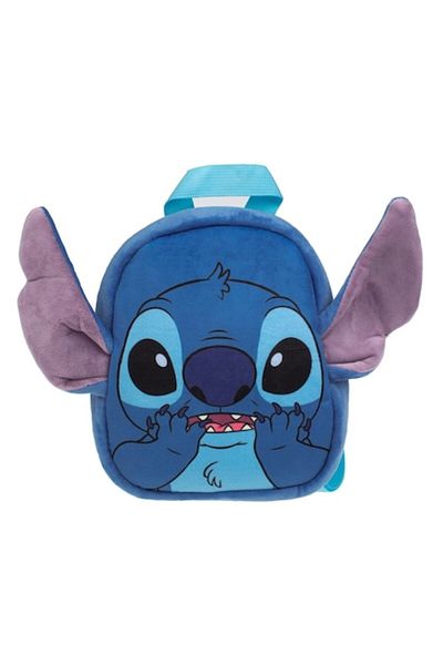 AAA Stitch Plush Backpack Blue Purple Velvet for Kids 17.5x7x21cm