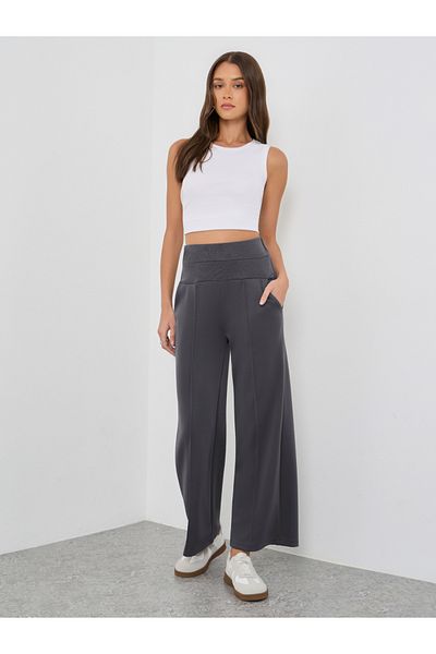 Styli Wide Waistband Joggers with Pintuck Detail