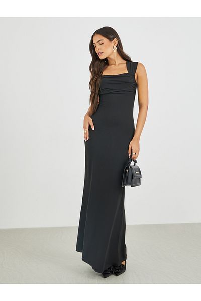 Styli Solid Sleeveless Bodycon Maxi Dress