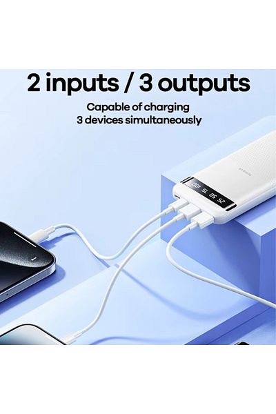 REDz Accessories Powerbank Remax RPP-11, Battery 20,000mAh, Dual USB + Type-C, LED Display, White