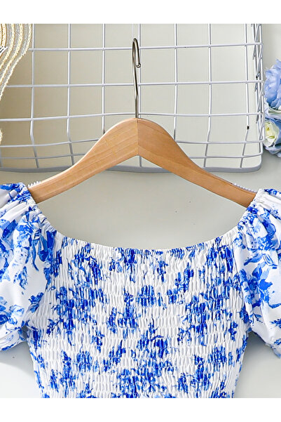 Take Two By Styli Floral Print Puff Sleeve Dress with Bow Detail