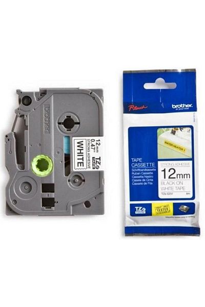 Brother P-Touch Tape Black on White, TZ231