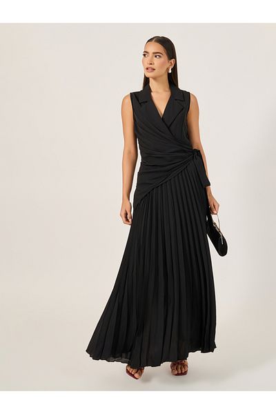 Take Two By Styli Pleated Sleeveless A-Line Maxi Dress