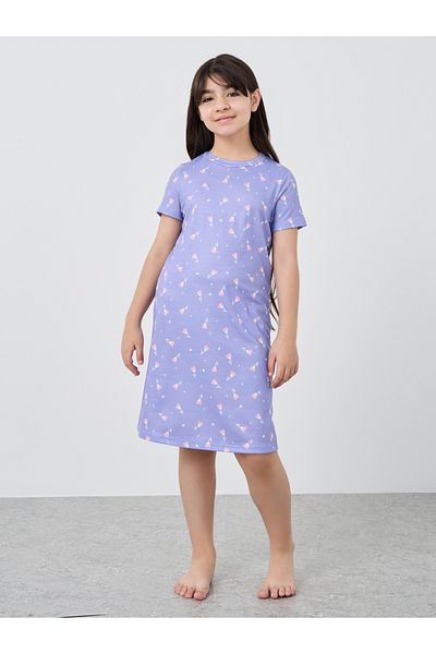 Styli Floral Print Round Neck Sleep Dress