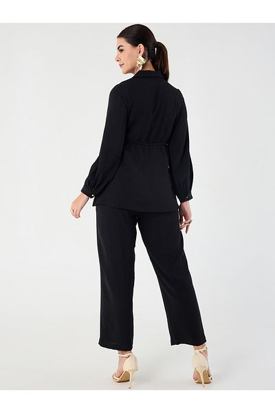 Femmella By Styli Drawstring Detail Shirt and Tapered Pants Co-Ords