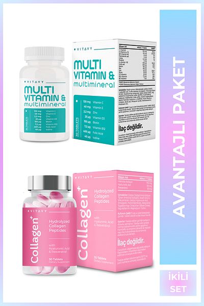 Vitavy Collagen & Hyaluronic Acid & Resveratrol (1X30 Tablets) and Multivitamin & Multimineral (1X30 Tablets)
