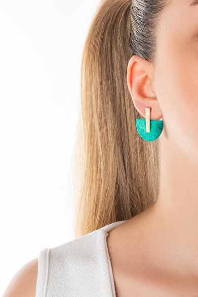 So CHIC... Yeşil Sahra 18 Ayar Sarı Altın Kaplama Gümüş Tasarım Küpe