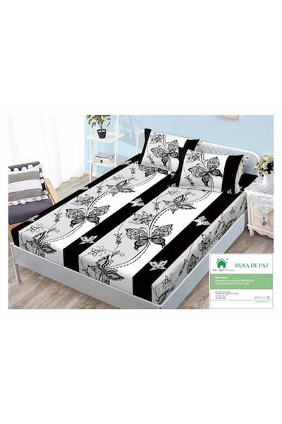 OEM Husa de pat si fete de perna, Finet, 3 piese, 2 persoane, imprimeu modern, multicolor