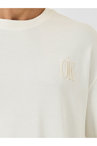 Styli Embroidered Detail Crew Neck Oversized T-Shirt