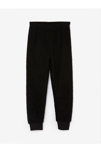 LC Waikiki Black Elastic Waist Fleece Boy's Pajama Bottom