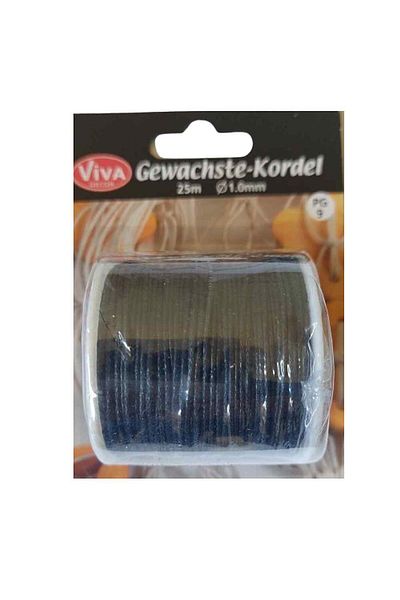 Viva Decor Waxed thread diameter 1 mm, cotton, VIVA DECOR, 25 meters Black