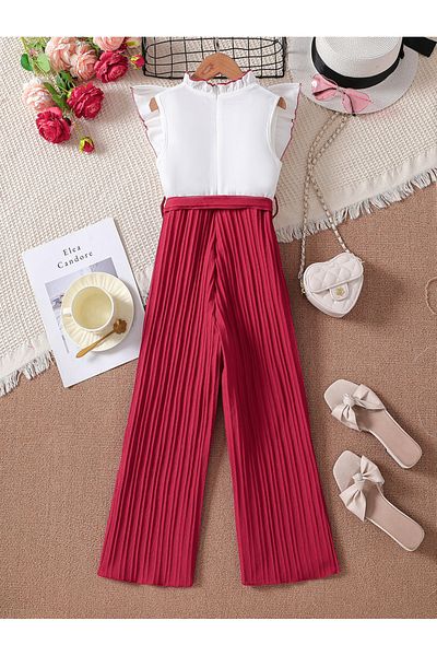 Take Two By Styli Color Block Bow Detail Wide Leg Jumpsuit