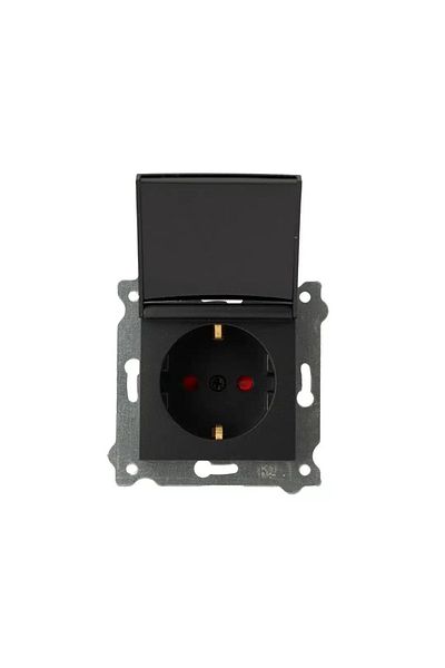 EXEN Priză simplă încastrată, cu capac 16A, 250V, SCHUKO neagră / 290-001403-240