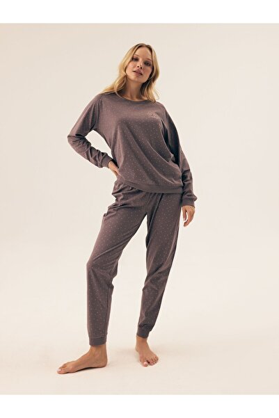 ESOTIQ Set pijama pentru femei, format din două piese, tricou cu mânecă lungă...