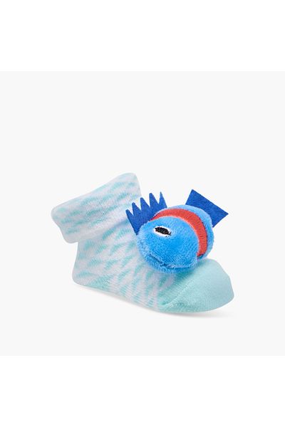 Juniors 3D Fish Applique Slip-On Booties
