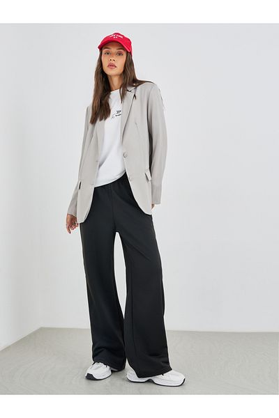 Styli Women Grey Solid Oversized Longline Single Breasted Blazer