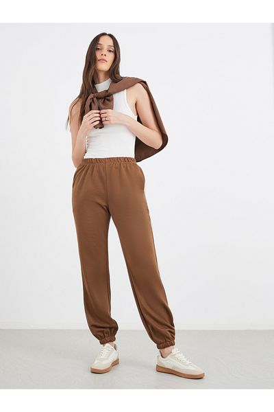 Styli Solid Elastic Waist Cuffed Joggers