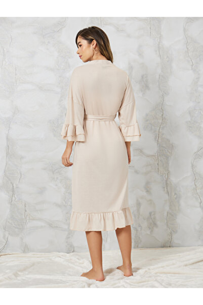 Styli Jersey Ruffle Sleeves and Hem Robe