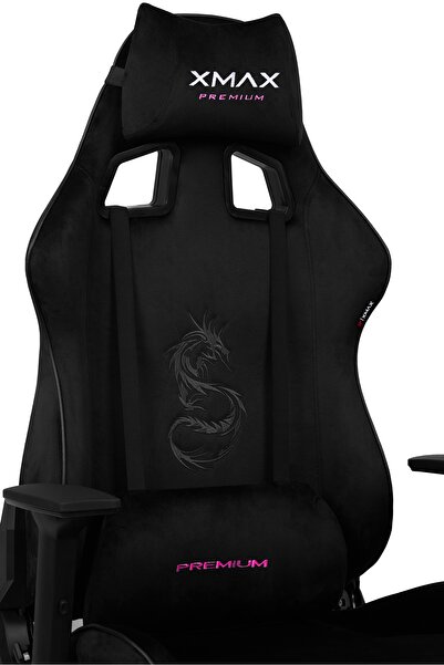 XMAX / Rio Pus Balerion Terletmez Kadife Kumaş Siyah Gaming Oyuncu Koltuğu / 120 Kg Taşır