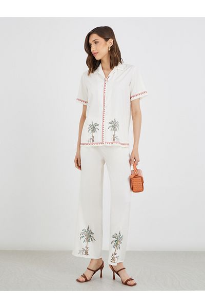 Styli Graphic Printed Buttoned Shirt and Pants Co-Ords
