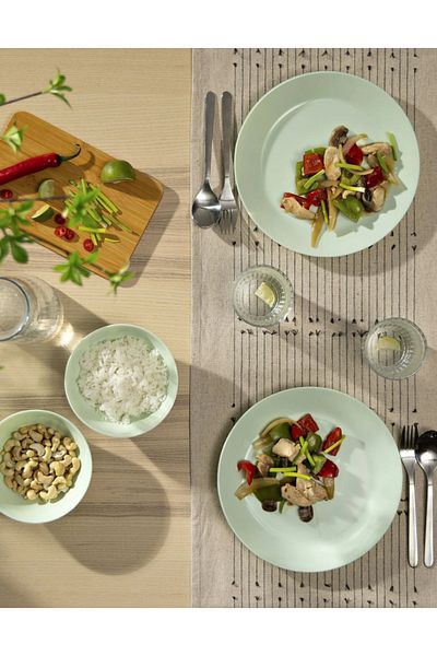 TAGESAN Oftast 6 Pieces 25 cm Light Green Plates, 6-Piece Dinner Plates, Toughened Tempered Glass