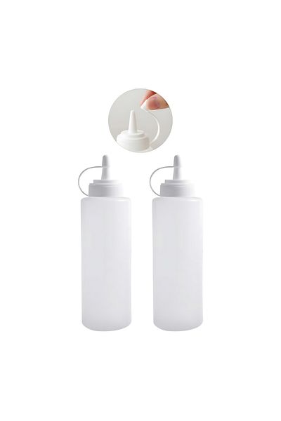 CME Two plastic squeeze bottles for ketchup, mustard, and similar liquids