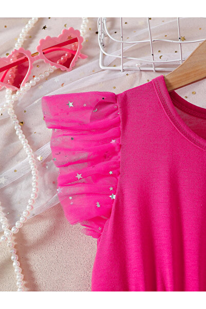 Take Two By Styli Embellished Mesh Insert Tulle Dress