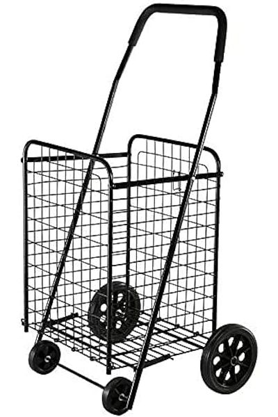Türkiye Foldable Shopping Trolley with Wheels, Black, 80kg Max Load