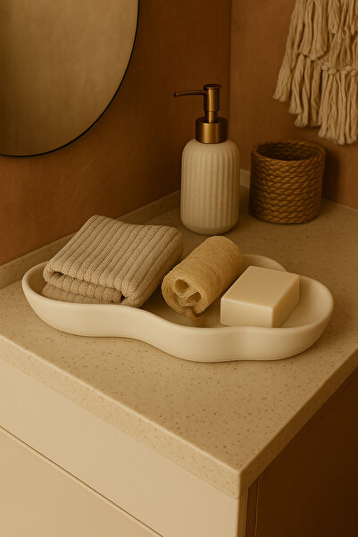 DAY HOME White Wavy Decorative Plate, Bathroom Organizer, Keychain